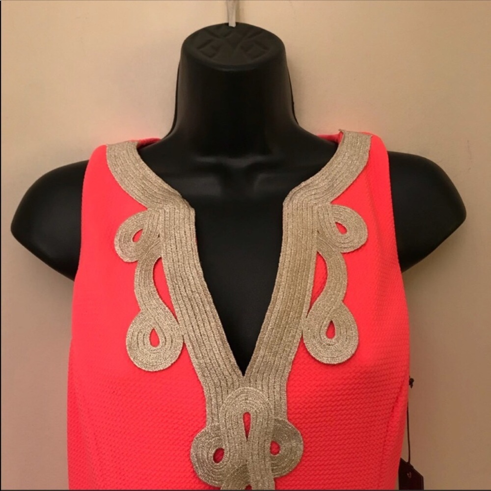 VINCE CAMUTO: Neon Coral Embroidered Dress!